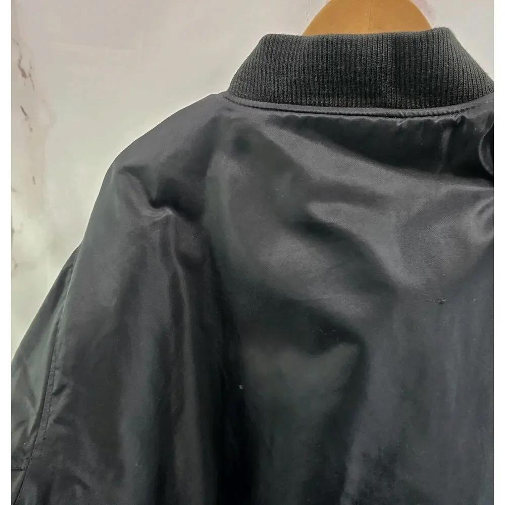 Vintage Y2K Jacket Mens Large Black Bomber Zip Sean John P Diddy Satin Coat Rare